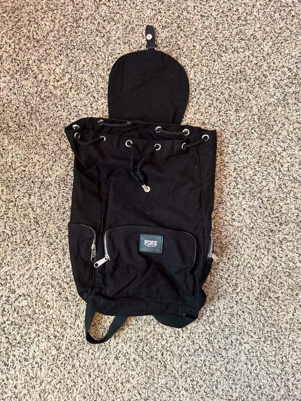 Victoria's Secret PINK Black Canvas Rucksack Backpack
